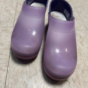 Dansko translucent purple clogs. Lightly worn, side 38